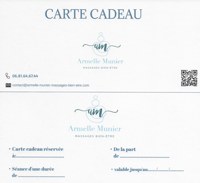 Bon pour un massage bien-être — carte cadeau Armelle Munier